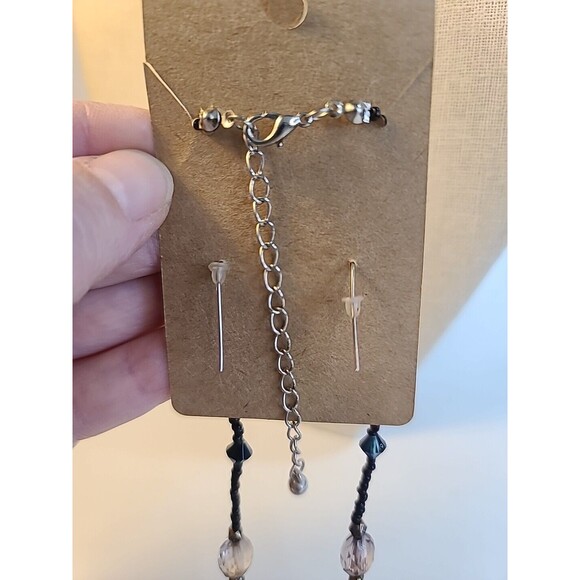 Vintage Matching  14" Necklace And Earring Set Gold Black Beaded - Picture 4 of 7